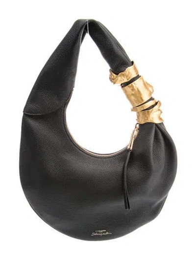 Pre-owned Schiaparelli Calfskin Souffle Small In Black