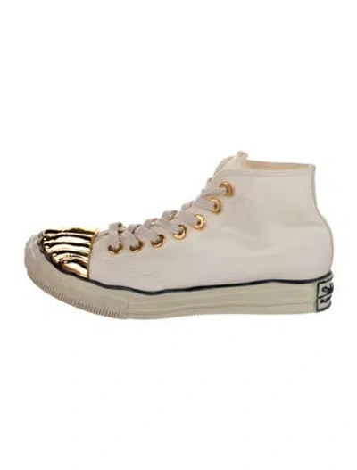 Pre-owned Schiaparelli Canvas Sneakers In Metallic/white