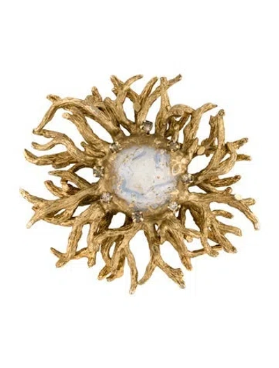 Pre-owned Schiaparelli Crystal And Glass Structured Brooch In Multi