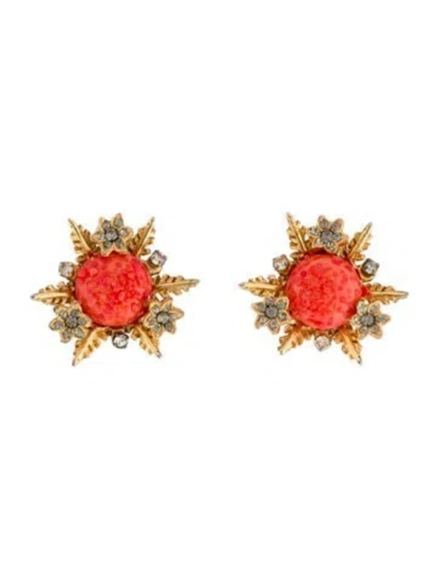 Pre-owned Schiaparelli Crystal & Resin Clip-on Earrings