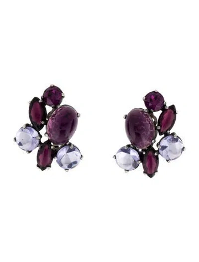 Pre-owned Schiaparelli Crystal & Resin Clip-on Earrings In Multi