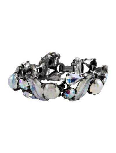 Pre-owned Schiaparelli Crystal & Resin Link Bracelet, 6.75" In Transparent