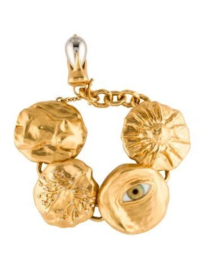 Pre-owned Schiaparelli Crystal & Resin Link Bracelet, 8.5" In Multi