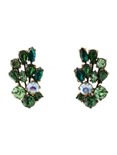 Pre-owned Schiaparelli Crystal Clip-on Earrings In Green
