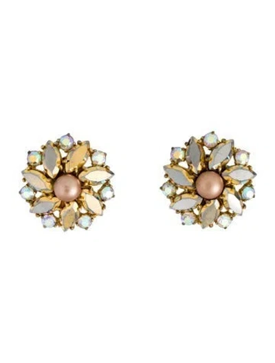 Pre-owned Schiaparelli Crystal Clip-on Earrings In Multi