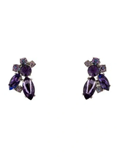 Pre-owned Schiaparelli Crystal Clip-on Earrings In Multi