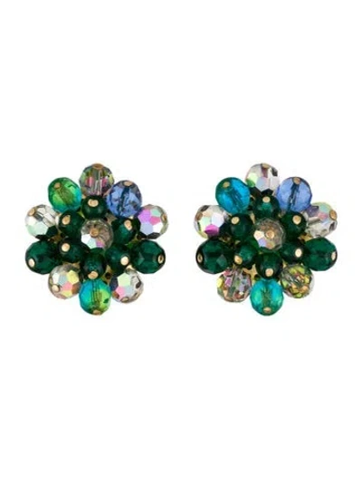Pre-owned Schiaparelli Crystal Clip-on Earrings In Multi