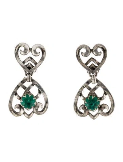 Pre-owned Schiaparelli Crystal Drop Clip-on Earrings In Multi