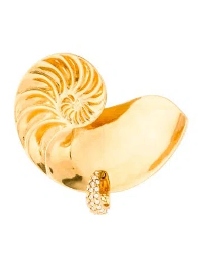 Pre-owned Schiaparelli Crystal Seashell Brocch In Multi