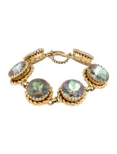 Pre-owned Schiaparelli Crystal Station Bracelet, 7" In Multi