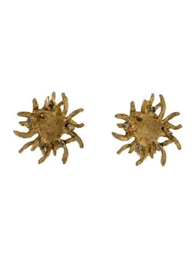 Pre-owned Schiaparelli Crystal Sun Clip-on Earrings In Multi