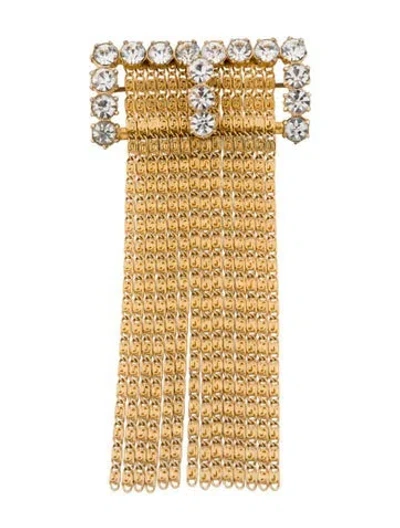 Pre-owned Schiaparelli Crystal Tassel Brooch In Multicolor