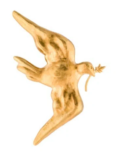 Pre-owned Schiaparelli Dove Pin Brooch In Multi