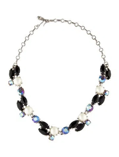 Pre-owned Schiaparelli Faux Pearl & Crystal Collar Necklace, 16" In Multi