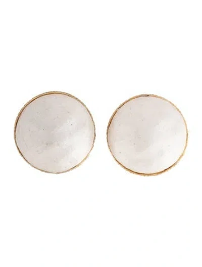 Pre-owned Schiaparelli Faux Pearl Button Clip-on Earrings In Multicolor