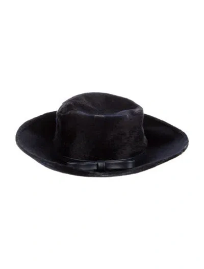 Pre-owned Schiaparelli Felt Fedora Hat In Blue
