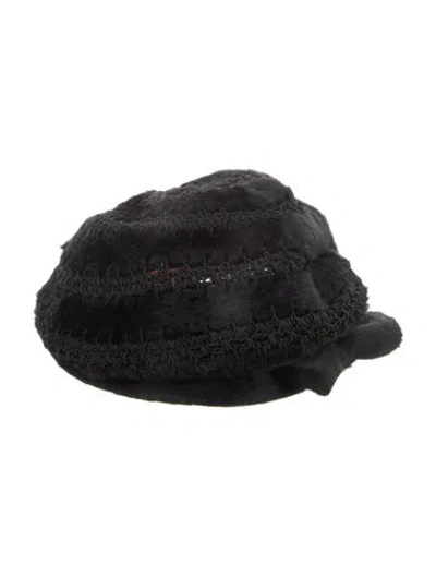Pre-owned Schiaparelli Fur Beret Hat In Black