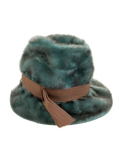Pre-owned Schiaparelli Fur Bucket Hat In Blue