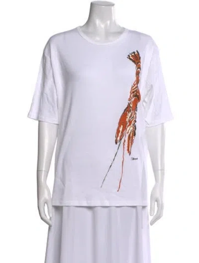Pre-owned Schiaparelli Graphic Print Crew Neck T-shirt In White