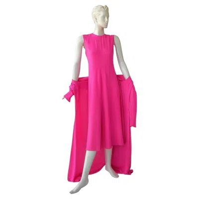 Pre-owned Schiaparelli Hot Pink Silk Dress & Coat Set Ensemble