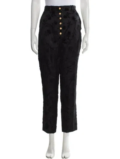Pre-owned Schiaparelli Jacquard Straight Leg Pants In Black