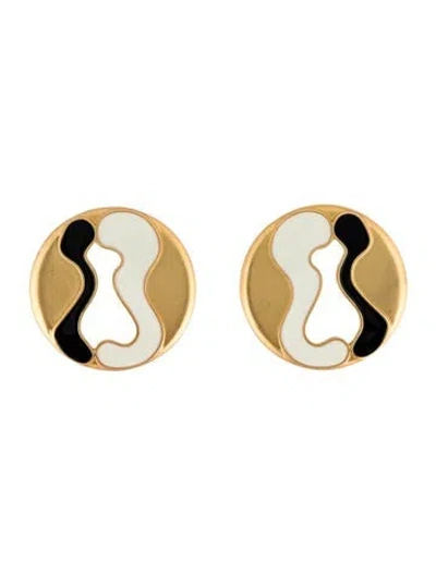 Pre-owned Schiaparelli Key Hole Enamel Drop Earrings In Multi
