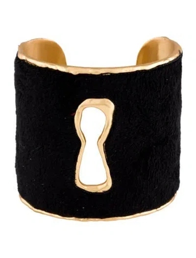 Pre-owned Schiaparelli Keyhole Cuff Bracelet With Shearling, 7" In Multi