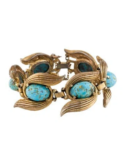 Pre-owned Schiaparelli Leaf Station Bracelet, 7.5" In Multicolor
