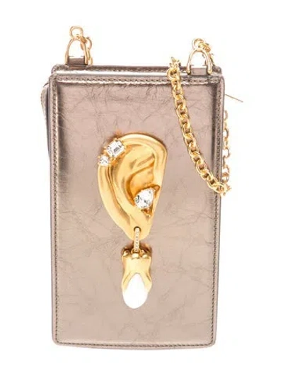 Pre-owned Schiaparelli Leather Anatomy Jewelry Phone Case In Neutral