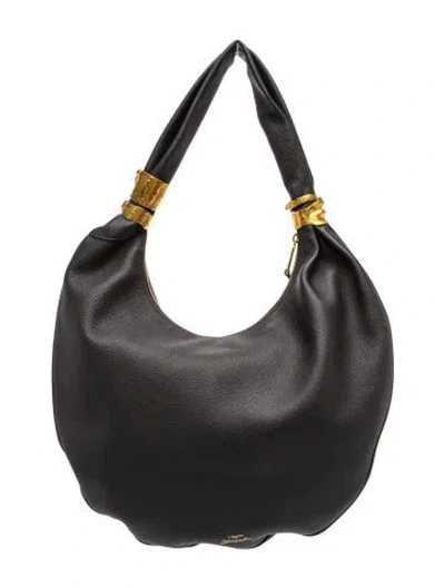 Pre-owned Schiaparelli Leather Souffle Bag Large In Black