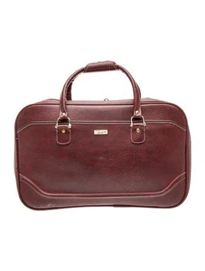 Pre-owned Schiaparelli Leather Weekender Bag Vintage In Burgundy