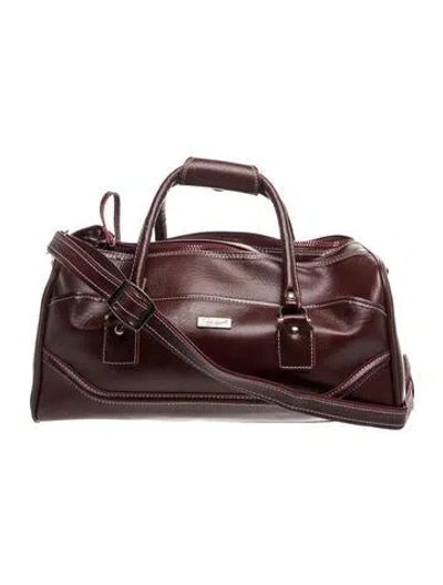 Pre-owned Schiaparelli Leather Weekender Bag Vintage In Burgundy