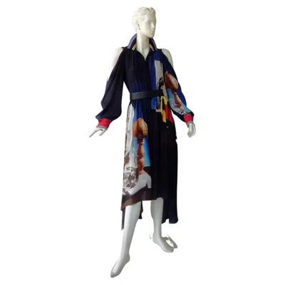 Pre-owned Schiaparelli "man Ray" Cold Shoulder Handkerchief Hem Dress Wearable Art In Black