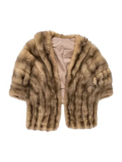 Pre-owned Schiaparelli Mink Animal Print Shawl In Neutrals