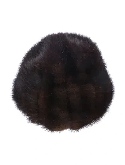 Pre-owned Schiaparelli Mink Textured Trapper Hat In Brown