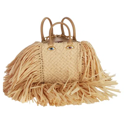 Pre-owned Schiaparelli Natural Raffia Triple Anatomy Jewelry Bag In Brown