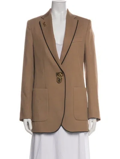 Pre-owned Schiaparelli 'padlock' Wool Blazer In Brown