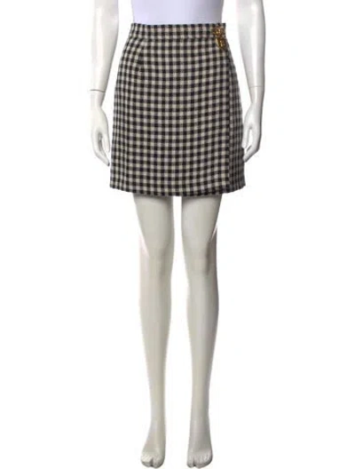 Pre-owned Schiaparelli Plaid Print Mini Skirt In Neutrals