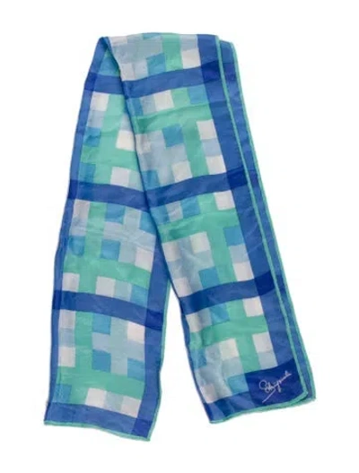 Pre-owned Schiaparelli Plaid Print Scarf In Blue