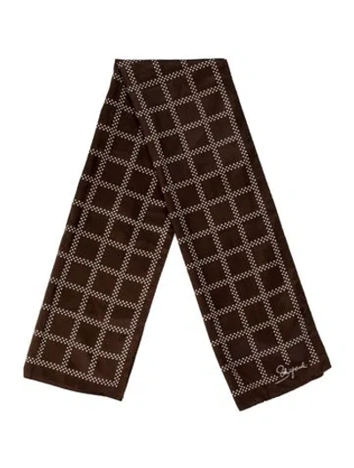 Pre-owned Schiaparelli Plaid Print Scarf In Brown