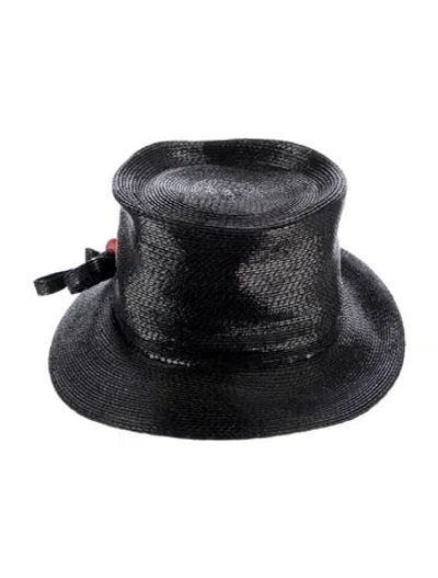 Pre-owned Schiaparelli Raffia Hat In Black
