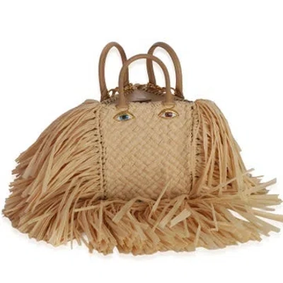 Pre-owned Schiaparelli Raffia Triple Anatomy Jewelry Bag In Neutrals