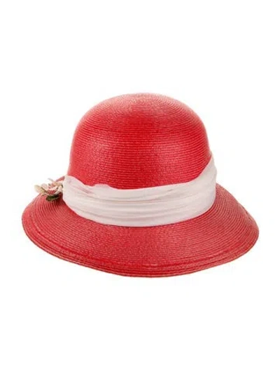 Pre-owned Schiaparelli Red Whipstitched Fedora Hat