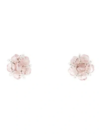 Pre-owned Schiaparelli Resin & Bead Cherry Blossom Flower Clip-on Earrings