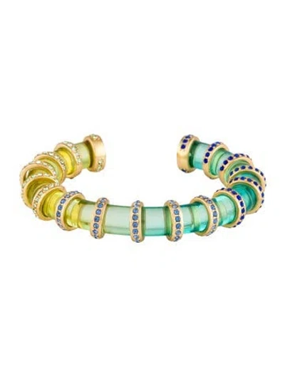 Pre-owned Schiaparelli Resin & Rhinestones Gradient Hoop Bracelet, 6.75" In Multi