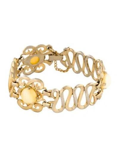Pre-owned Schiaparelli Resin Link Bracelet, 7" In Yellow