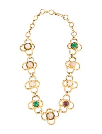 Pre-owned Schiaparelli Resin Station Chain Necklace, 17" In Green/pink/purple