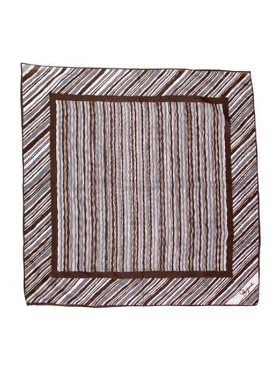 Pre-owned Schiaparelli Satin Striped Scarf In Brown