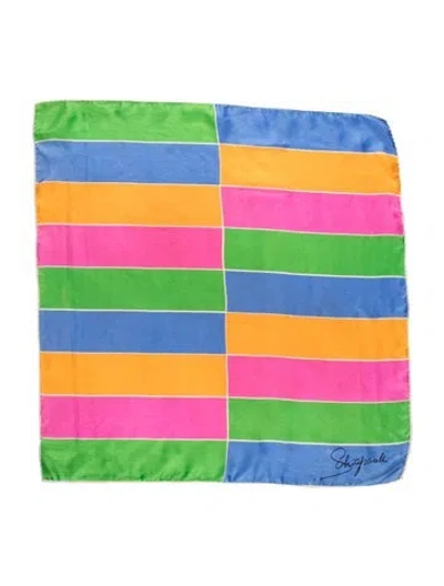 Pre-owned Schiaparelli Silk Colorblock Pattern Shawl In Multicolor