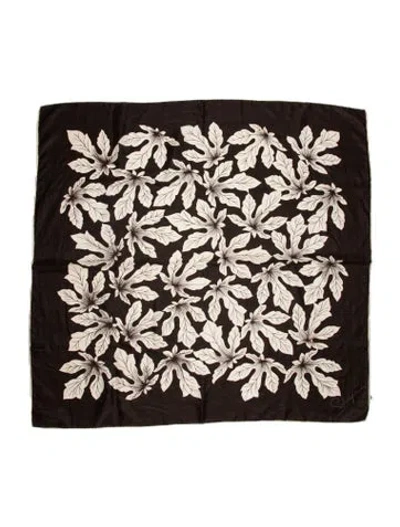 Pre-owned Schiaparelli Silk Floral Print Scarf In Brown